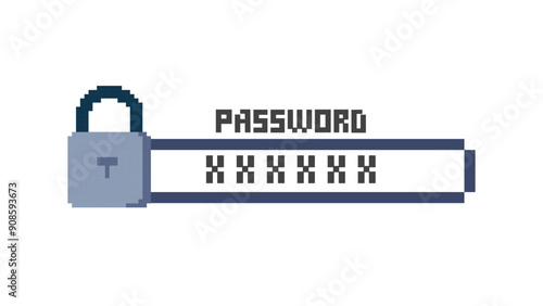 Lock and password icon. Pixel art flat style.8-bit. Game assets. Retro video game sprite. 