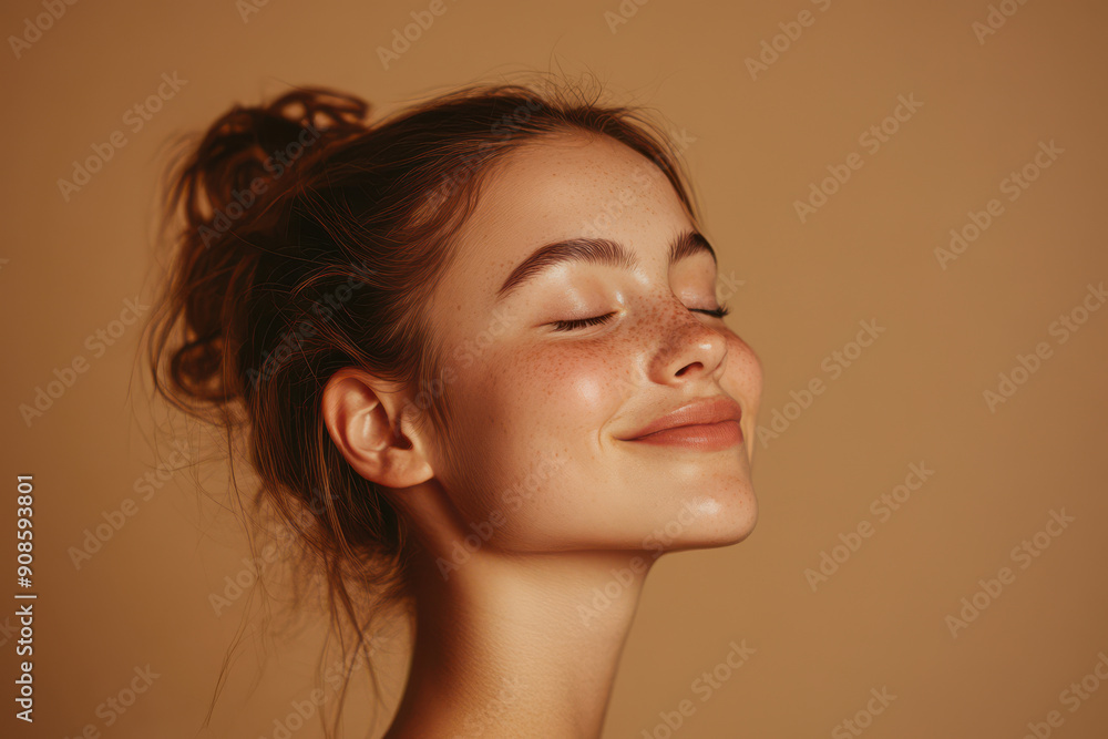 A close up of a girl's face with her eyes closed A close up of a girl's face with her eyes closed