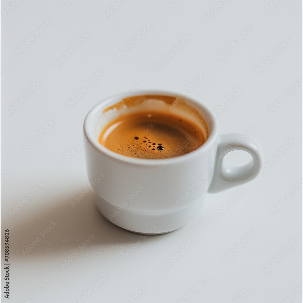One coffee in cup on marble background. Overhead view. One coffee in cup on marble background. Overhead view.