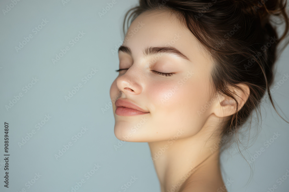 A close up of a girl's face with her eyes closed A close up of a girl's face with her eyes closed