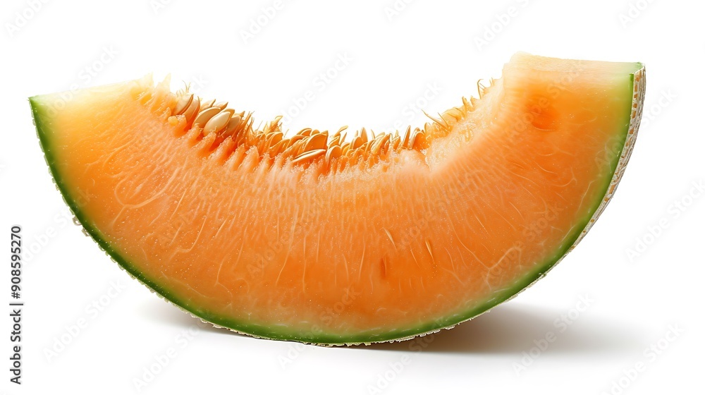 A Slice of Fresh Melon on White Background A Slice of Fresh Melon on White Background
