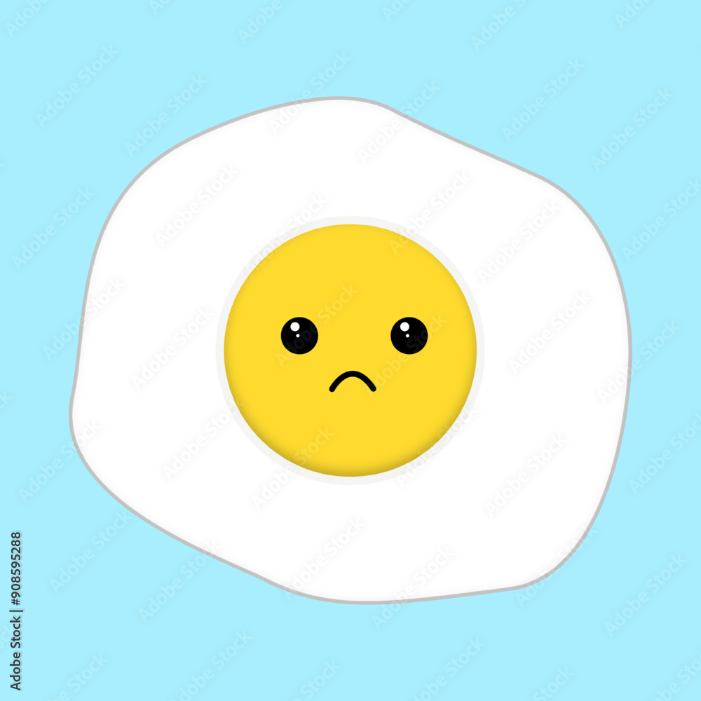 Illustration vector graphic of sad egg kawaii isolated on blue background. Illustration vector graphic of sad egg kawaii isolated on blue background.