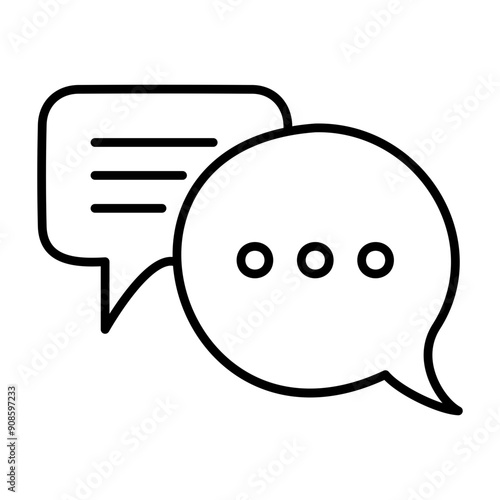 Speech Bubble black outline vector icon. Flat contour line pictogram