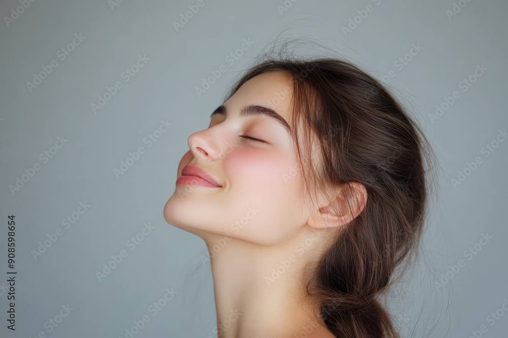 A close up of a girl's face with her eyes closed A close up of a girl's face with her eyes closed