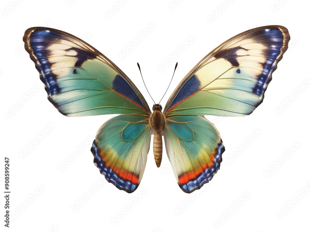 Colorful butterfly with beautiful wings, isolated on transparent background Colorful butterfly with beautiful wings, isolated on transparent background