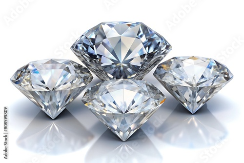 Three beautiful shiny diamonds isolated on white