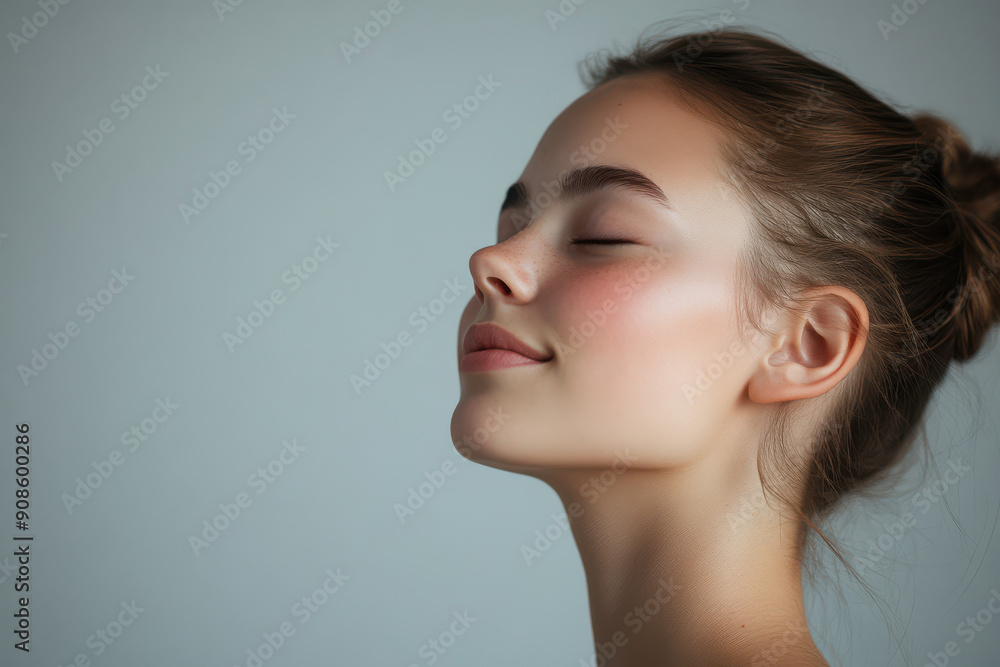 A close up of a girl's face with her eyes closed A close up of a girl's face with her eyes closed