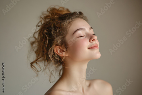 Wallpaper Mural A close up of a girl's face with her eyes closed Torontodigital.ca