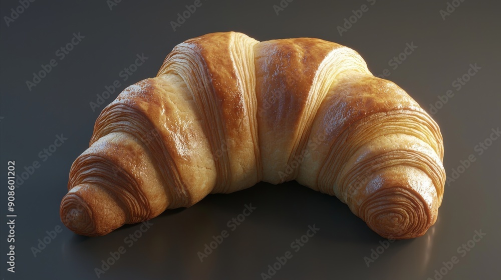 Freshly Baked Croissant on Dark Background Showcasing Buttery Layers and Flaky Texture Freshly Baked Croissant on Dark Background Showcasing Buttery Layers and Flaky Texture