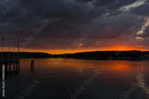Fototapeta Naklejka Na Ścianę i Meble -  Sunset over Ukiel lake 2024