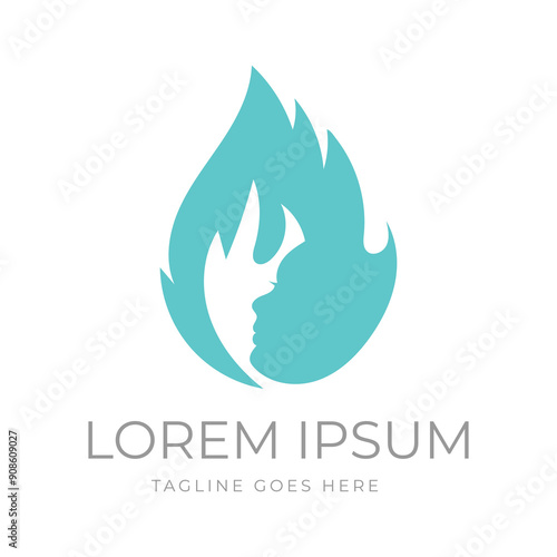 Simple Woman Girl Lady with Fire Flame Hair Silhouette Illustration Design