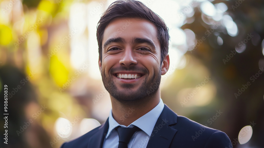portrait of a smiling man in back suit portrait of a smiling man in back suit
