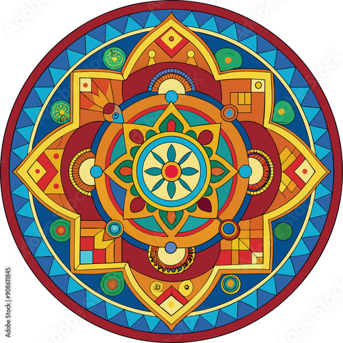 Sand Mandala vector design, Coloring Page  