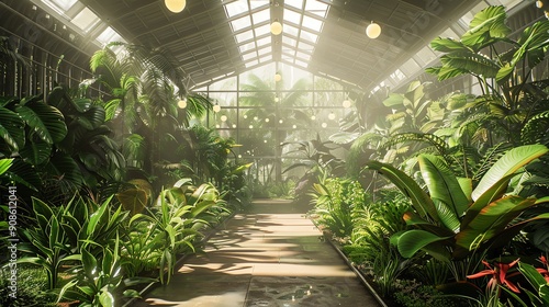 Future botanical labs growing exotic plants, hyperdetailed, realistic textures with dynamic depth