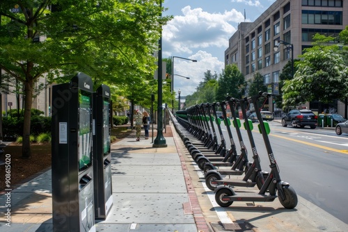 Wallpaper Mural Electric Scooters Lined Up on a City Street Torontodigital.ca