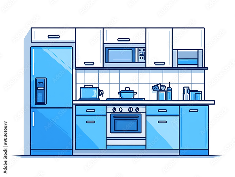 Fototapeta premium A minimalist illustration of a modern kitchen clean lines and simple design create a stylish and contemporary aesthetic