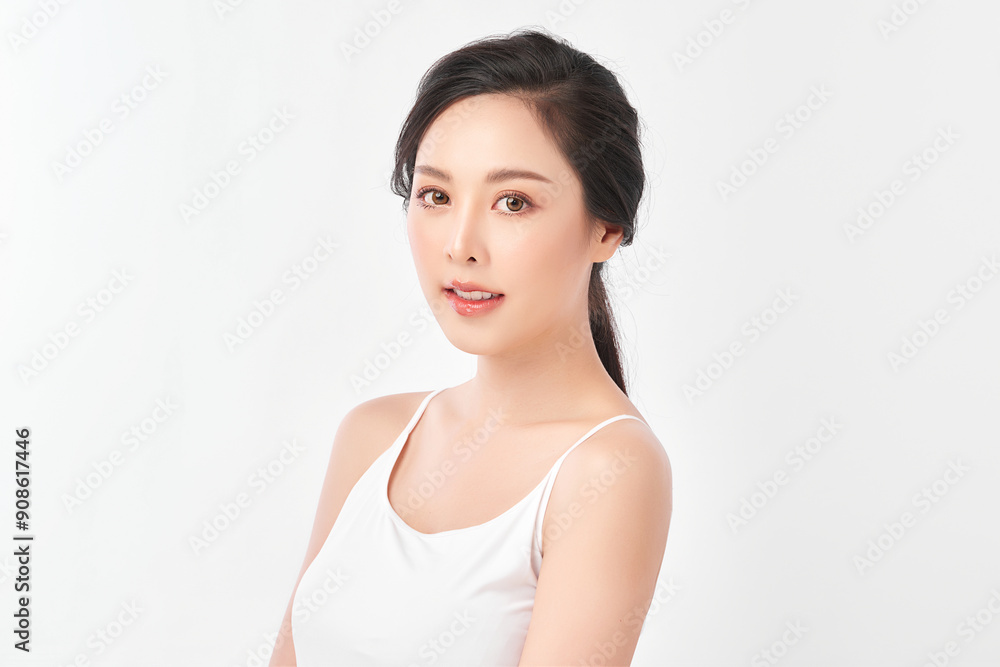 Beautiful young asian woman with clean fresh skin on white background, Face care, Facial treatment, Cosmetology, beauty and spa, Asian women portrait. Beautiful young asian woman with clean fresh skin on white background, Face care, Facial treatment, Cosmetology, beauty and spa, Asian women portrait.