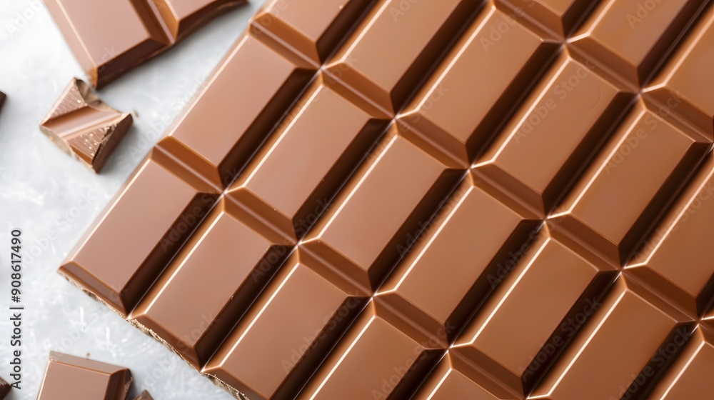 A chocolate bar with a few pieces missing A chocolate bar with a few pieces missing