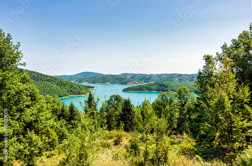 Idyllic landscape on the lake of Plastiras in central Greece. photo