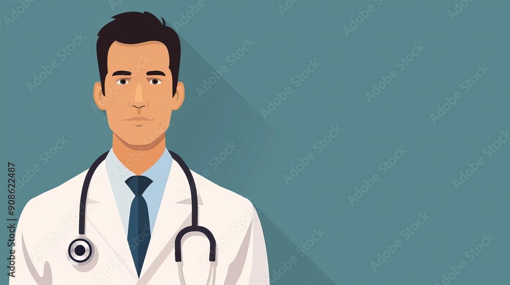 Minimalistic vector icon of a doctor with a stethoscope around the neck Minimalistic vector icon of a doctor with a stethoscope around the neck