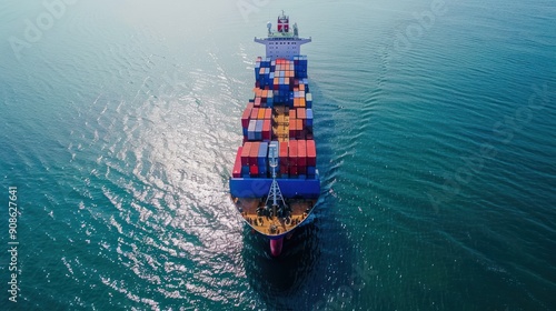 Cargo Ship Sailing on a Tranquil Ocean