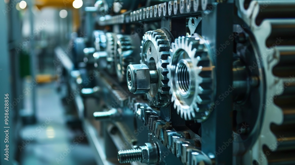 Gears and bolts in industrial automation systems enable precise control and synchronization of machinery and processes. Gears and bolts in industrial automation systems enable precise control and synchronization of machinery and processes.