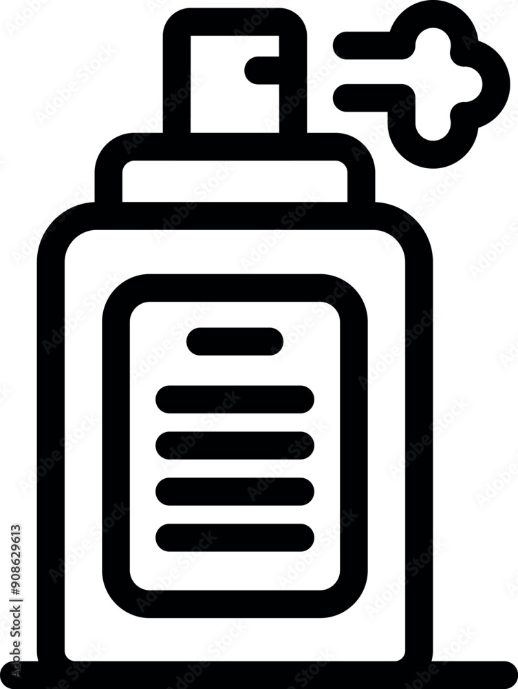 Simple line icon of a spray bottle dispensing its contents Simple line icon of a spray bottle dispensing its contents
