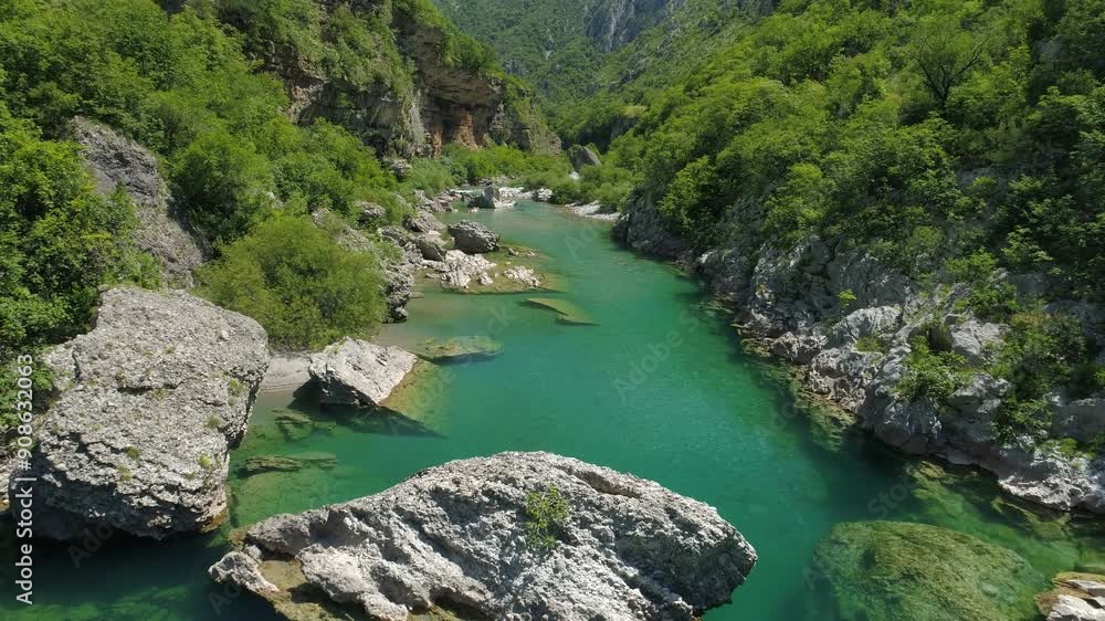 Aerial view of Moraca river canyon. Montenegro Aerial view of Moraca river canyon. Montenegro