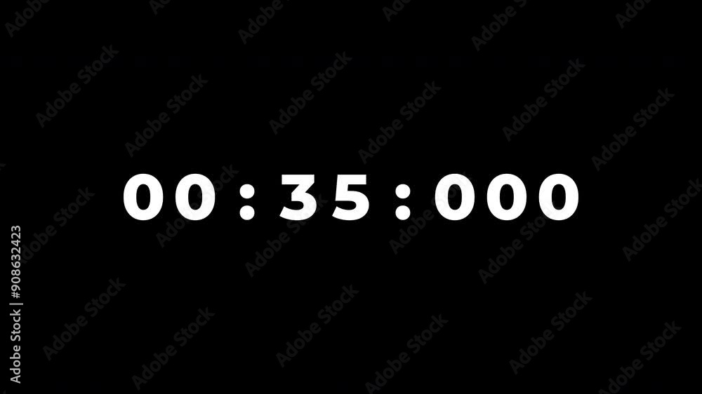 40 Seconds Digital Countdown Timer on Black Background 40 Seconds Digital Countdown Timer on Black Background