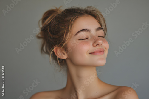 Wallpaper Mural A close up of a girl's face with her eyes closed Torontodigital.ca