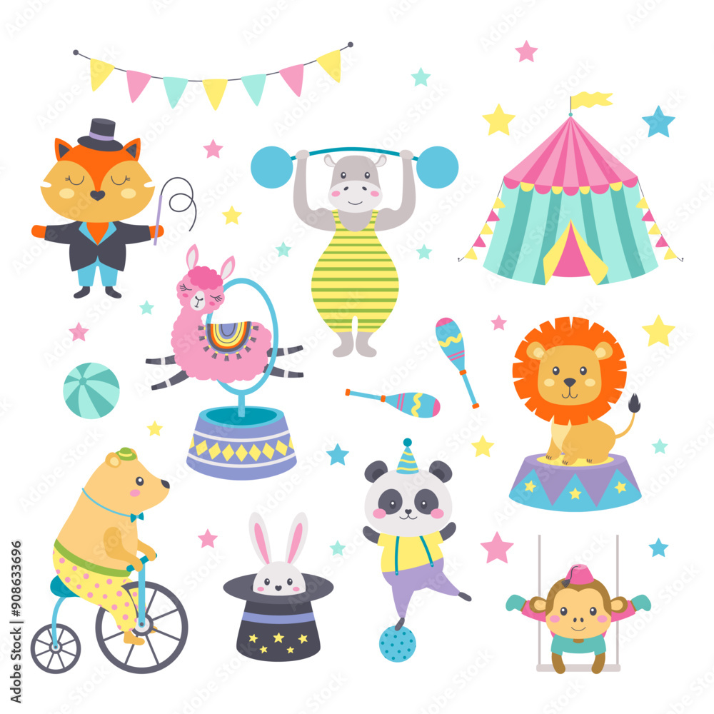 cute circus character set cute circus character set