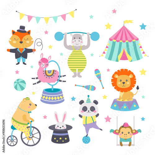 cute circus character set