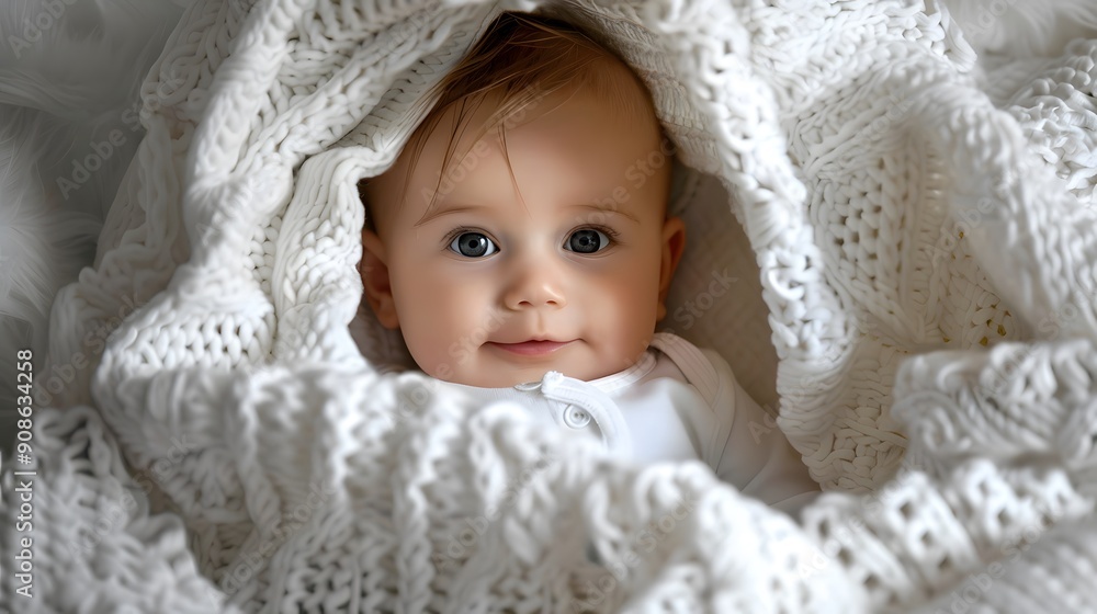 Cute baby in white blanket Cute baby in white blanket