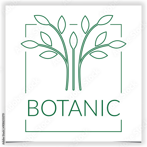 Vector Floral Leaf Logo Design Template. Floral Frame Icon Line Art