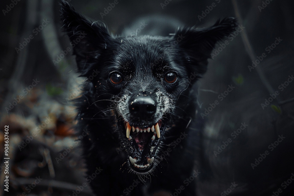 Vampire Dog Bares teeth with a menacing stare Vampire Dog Bares teeth with a menacing stare