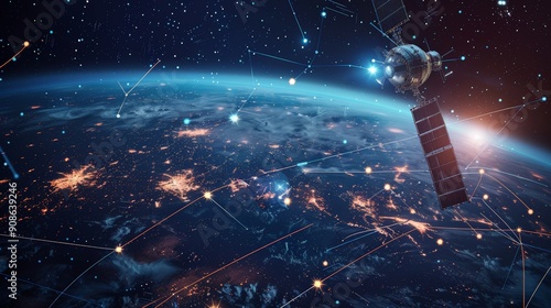 connectivity of futuristic communication designs, revolutionizing global connectivity with satellite networks and 5G technology.