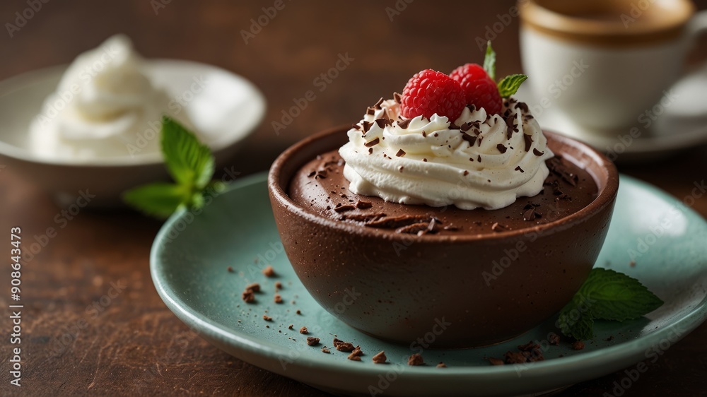 chocolate mousse served in a small ceramic bowl chocolate mousse served in a small ceramic bowl