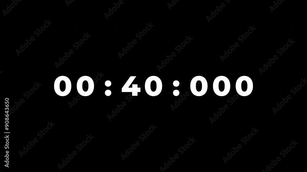 45 Seconds Digital Countdown Timer on Black Background 45 Seconds Digital Countdown Timer on Black Background