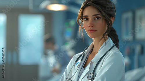 Photo female doctor at the hospital, AI Generative