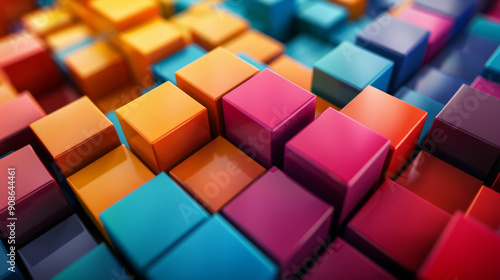 Colorful 3d abstract cubes, AI Generative photo