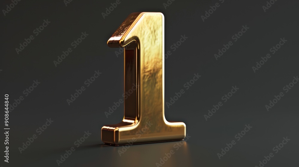 Golden Number One on a Dark Background Golden Number One on a Dark Background