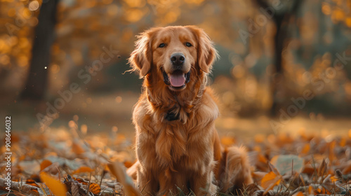 Selective focus shot of an adorable kooikerhondje dog in a field, AI Generative photo