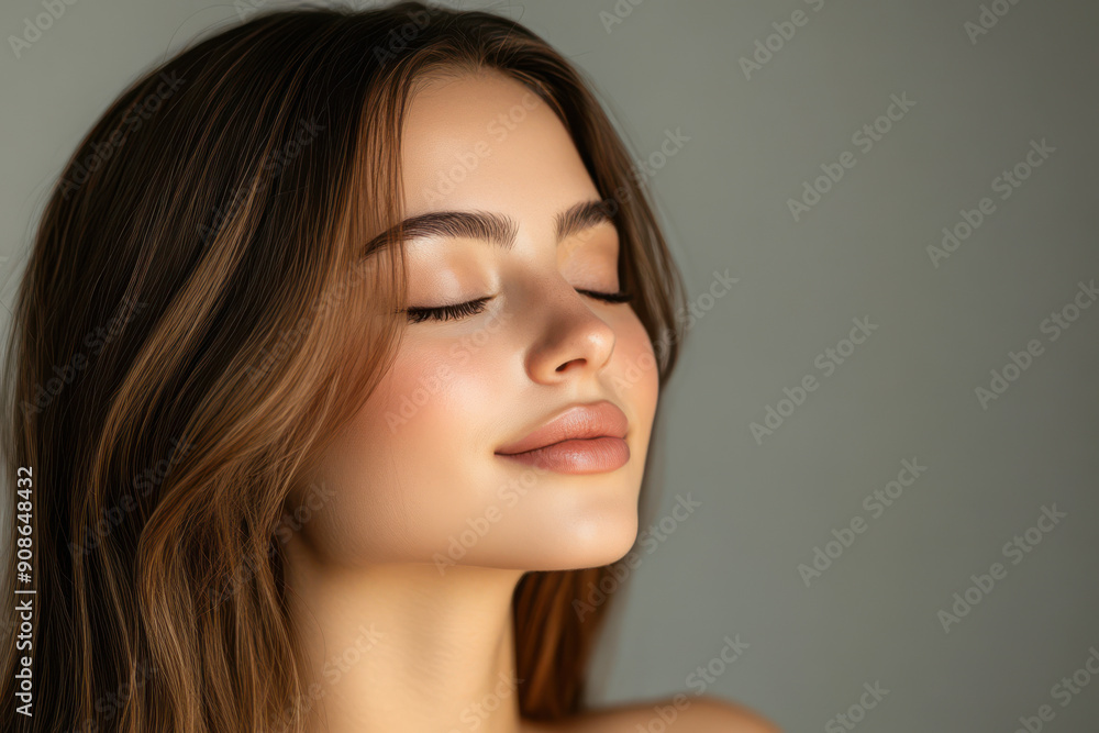 Fototapeta premium A close up of a girl's face with her eyes closed