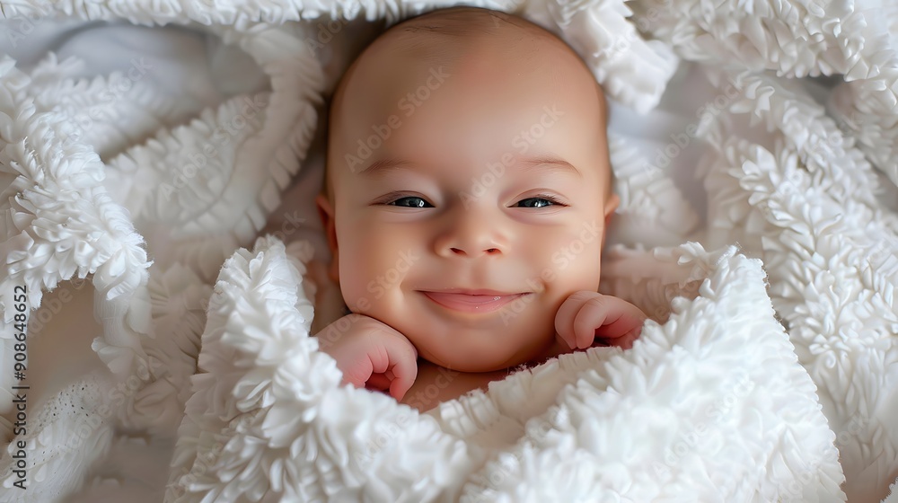Cute smiling baby in a blanket Cute smiling baby in a blanket