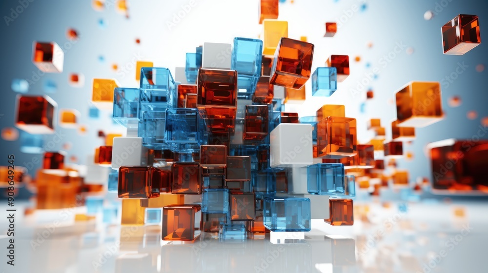Abstract geometric blocks on a white background, 3d render Abstract geometric blocks on a white background, 3d render