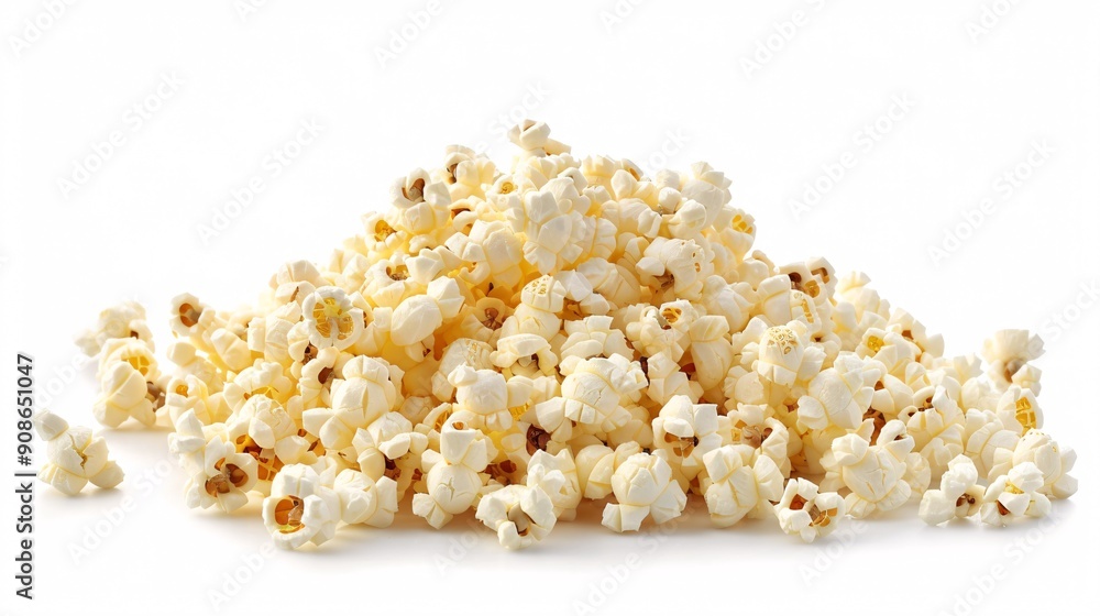 Heap of delectable new popped corn separated on a blank background. Heap of delectable new popped corn separated on a blank background.