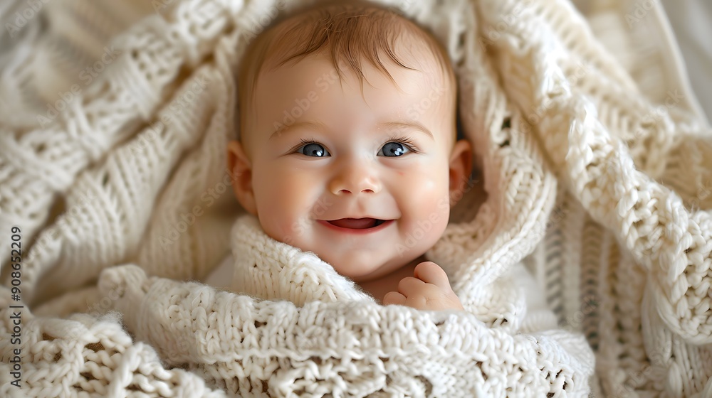 Cute smiling baby in a blanket Cute smiling baby in a blanket