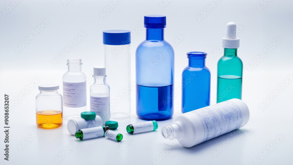 different bills and bottles for pharmaceutical and healthcare medication and drug research labs concept different bills and bottles for pharmaceutical and healthcare medication and drug research labs concept