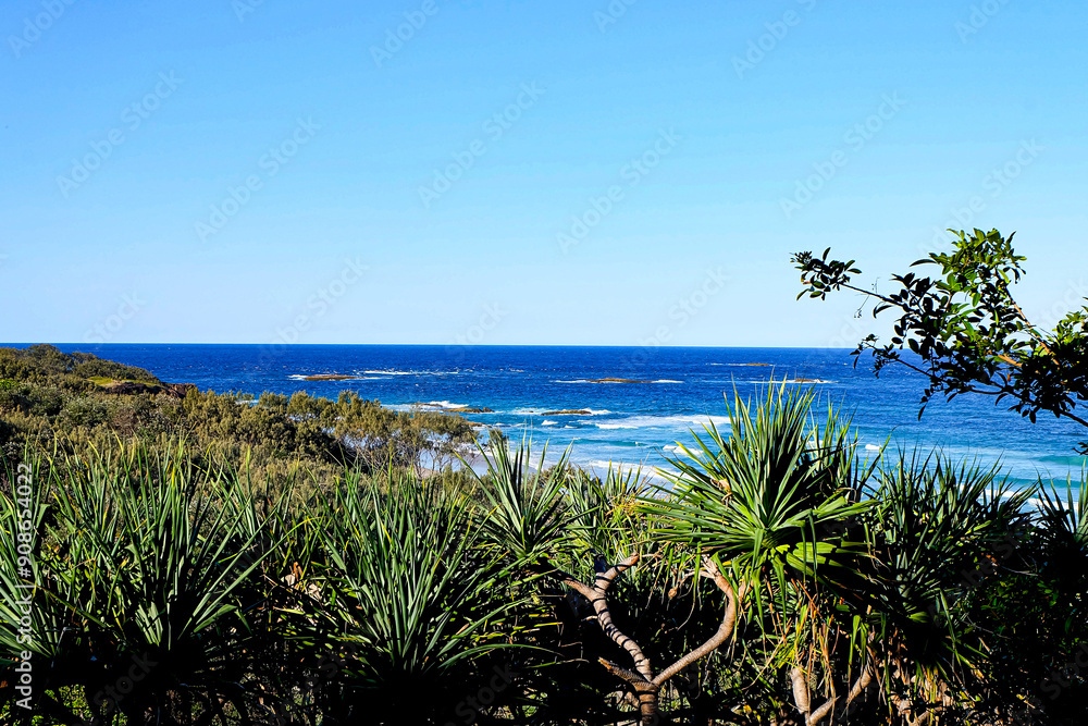 A beautiful sunny blue sky summer day at North Stradbroke island, Cleveland, Brisbane, Queensland, Australia A beautiful sunny blue sky summer day at North Stradbroke island, Cleveland, Brisbane, Queensland, Australia