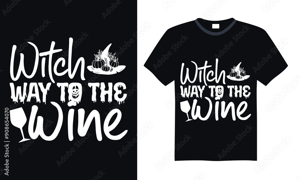 Witch way to the wine - Halloween T Shirt Design, Hand drawn lettering phrase, Cutting and Silhouette, card, Typography Vector illustration for poster, banner, flyer and mug. Witch way to the wine - Halloween T Shirt Design, Hand drawn lettering phrase, Cutting and Silhouette, card, Typography Vector illustration for poster, banner, flyer and mug.